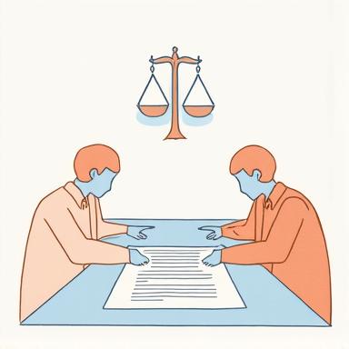 Dos personas discutiendo frente a un contrato, simbolizando la resolución de disputas contractuales.