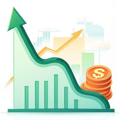 Gráfico financiero con flechas apuntando hacia arriba, simbolizando la mejora y reestructuración de deudas para PYMES.